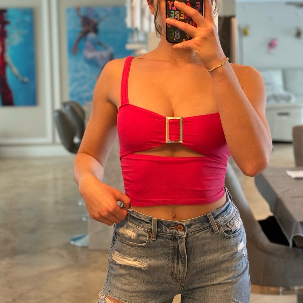 Sugar Thrillz hot pink crop top size S